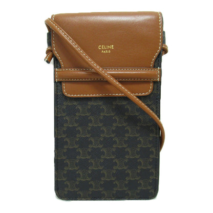 Celine Phone case Brown Dark brown leather PVC coated canvas