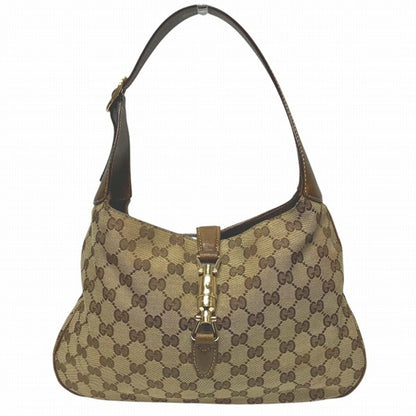 Gucci Brown Gg Canvas Leather Shoulder Bag ()