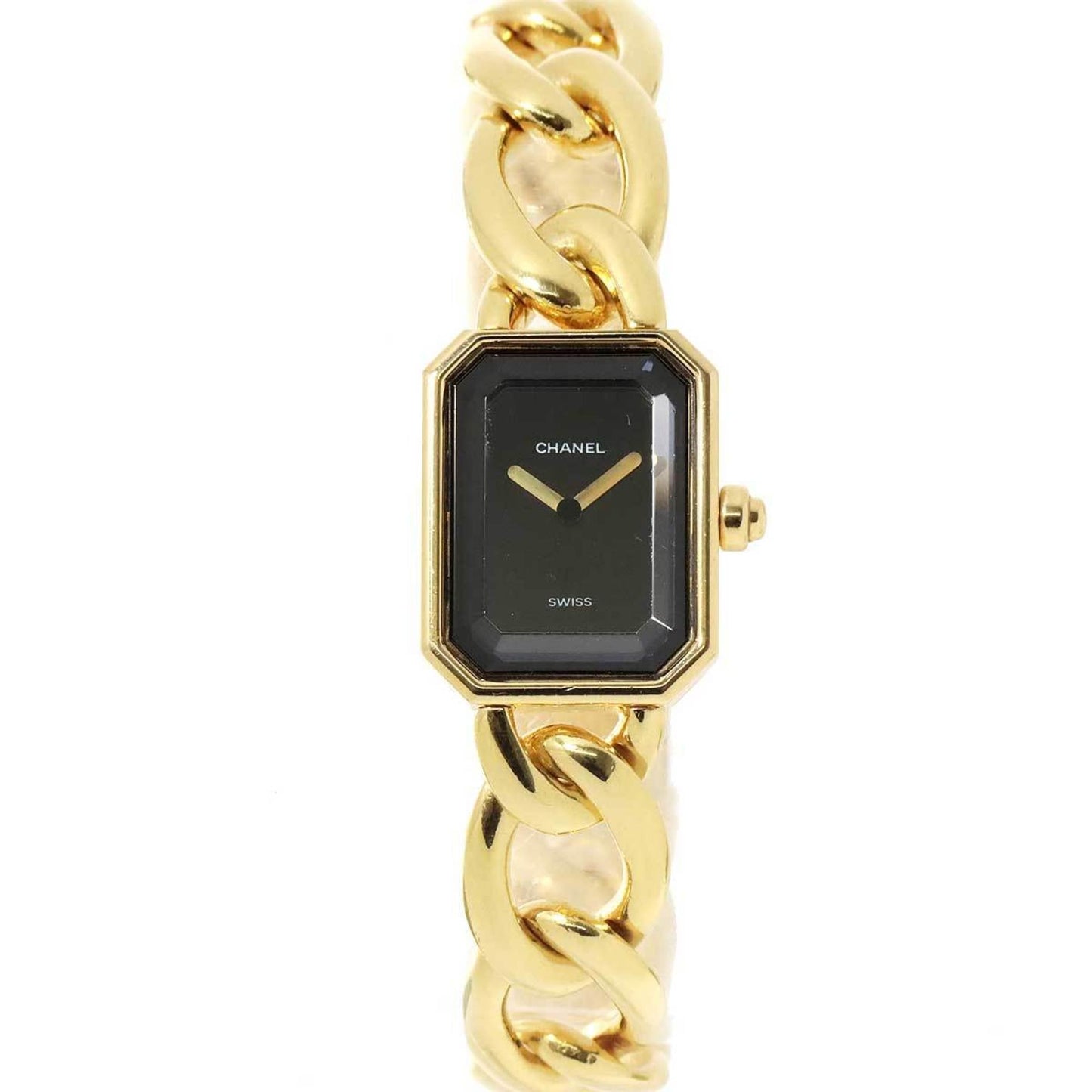 CHANEL Premiere XL size H0003 Vintage Ladies Watch K18YG Yellow Gold Black Dial Quartz