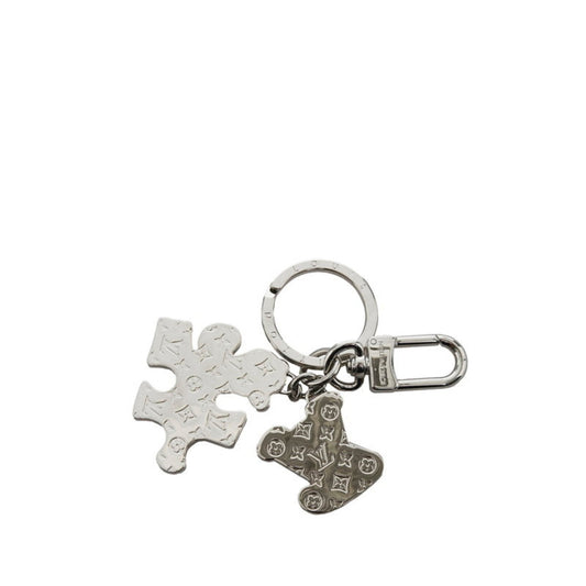 LOUIS VUITTON Porto Cle puzzle bag charm key holder ring MP3453 silver multicolor metal leather ladies