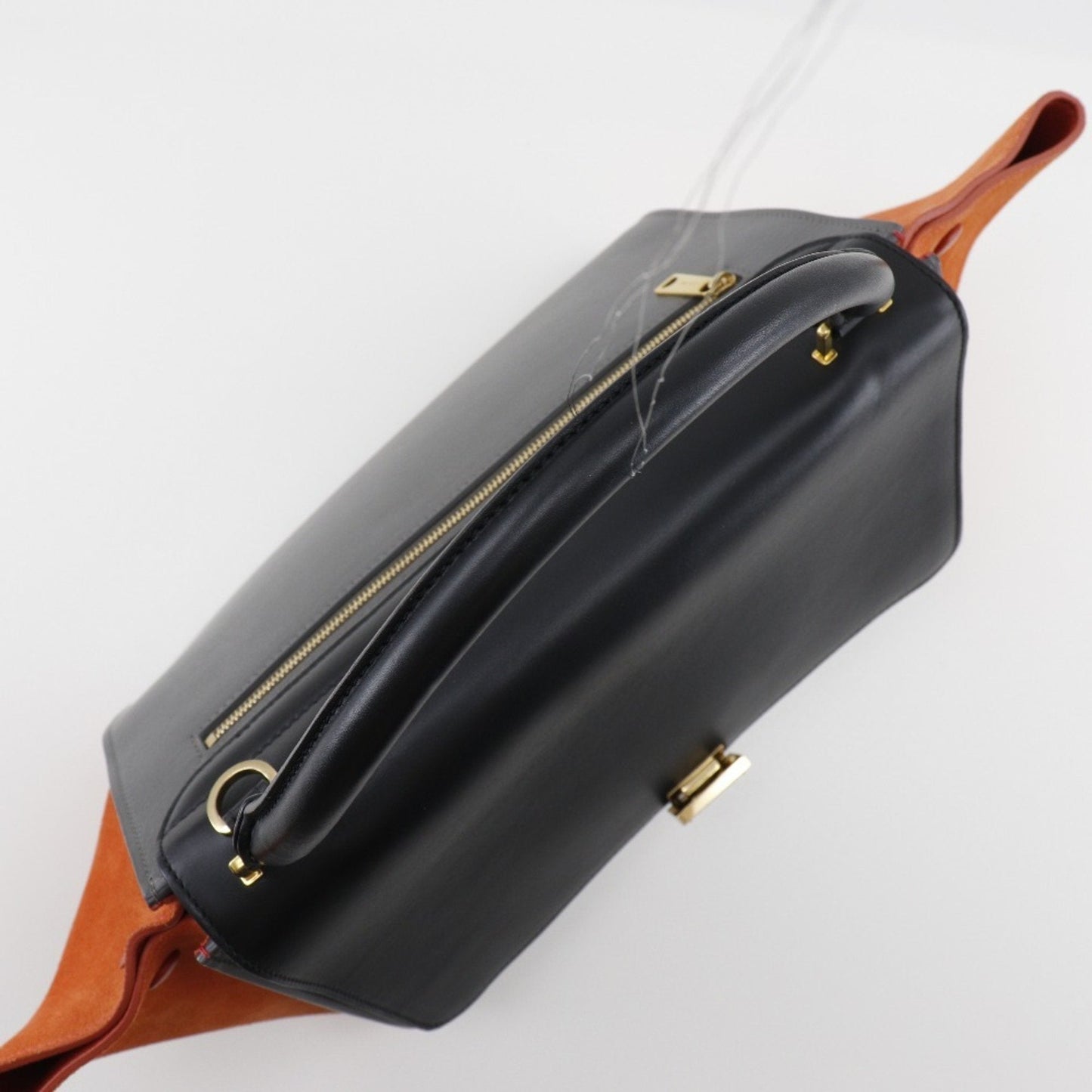 Celine Trapeze Handbag 2WAY Shoulder 169543PTA.25FO Calf x Suede Black/Gray/Orange Ladies