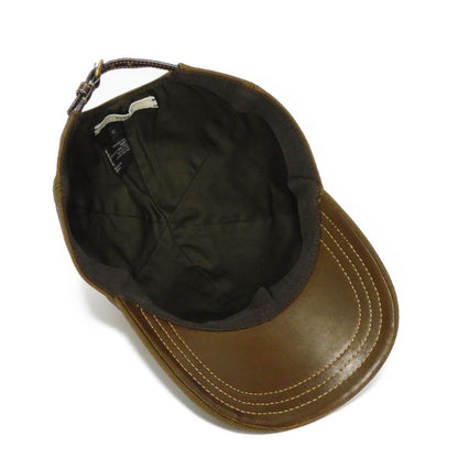 Prada Cap Baseball M 58 Fabric Polyester Cotton Leather Rope Logo Light Brown Men's