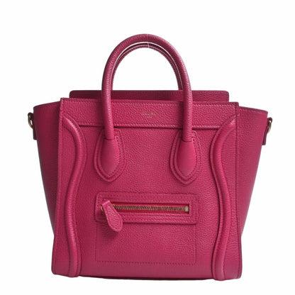 Celine Leather Luggage Nano Shopper Handbag Pink Ladies