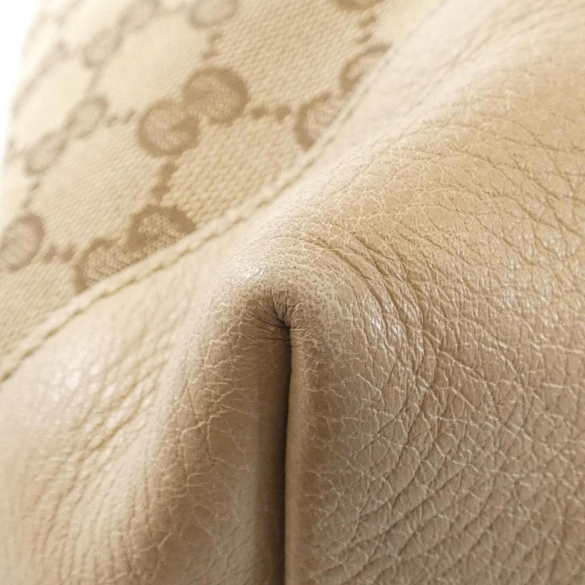 Gucci Beige Gg Canvas Leather Tote Bag