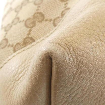 Gucci Beige Gg Canvas Leather Tote Bag