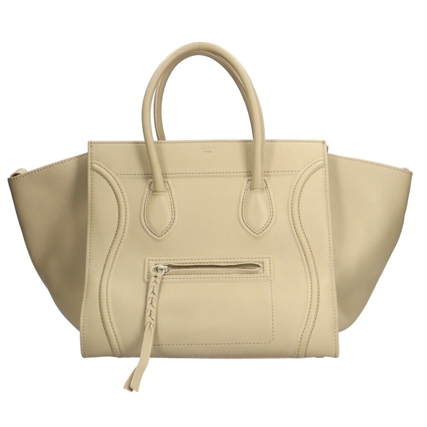 Celine Luggage Phantom Handbag Leather Beige Ladies
