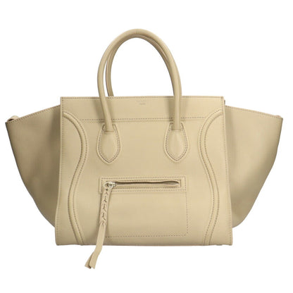 Celine Luggage Phantom Handbag Leather Beige Ladies