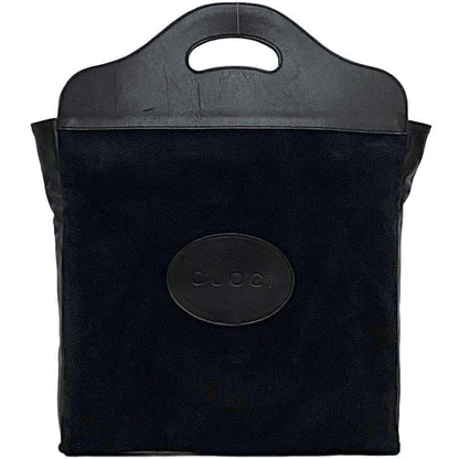 Gucci Black Suede Leather Handbag Tote Bag ()