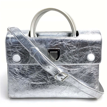 Christian Dior Metallic Silver Leather Handbag ()