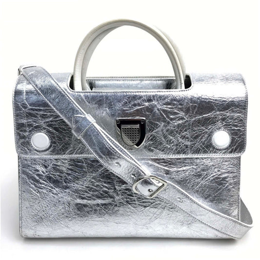 Christian Dior Metallic Silver Leather Handbag ()