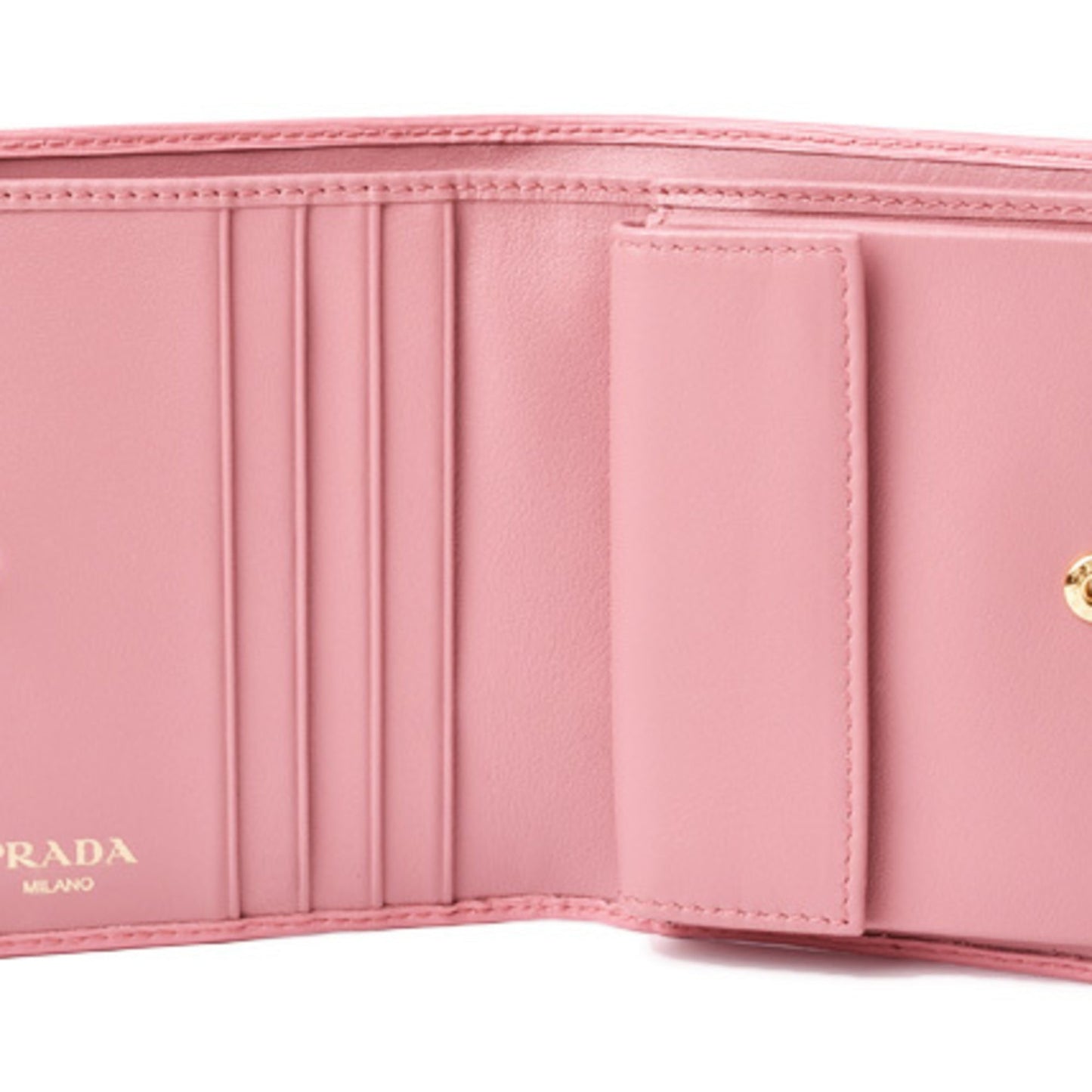 Prada wallet Prada fold 1MV204 VITELLO MOVE embossed leather GERANIO light pink