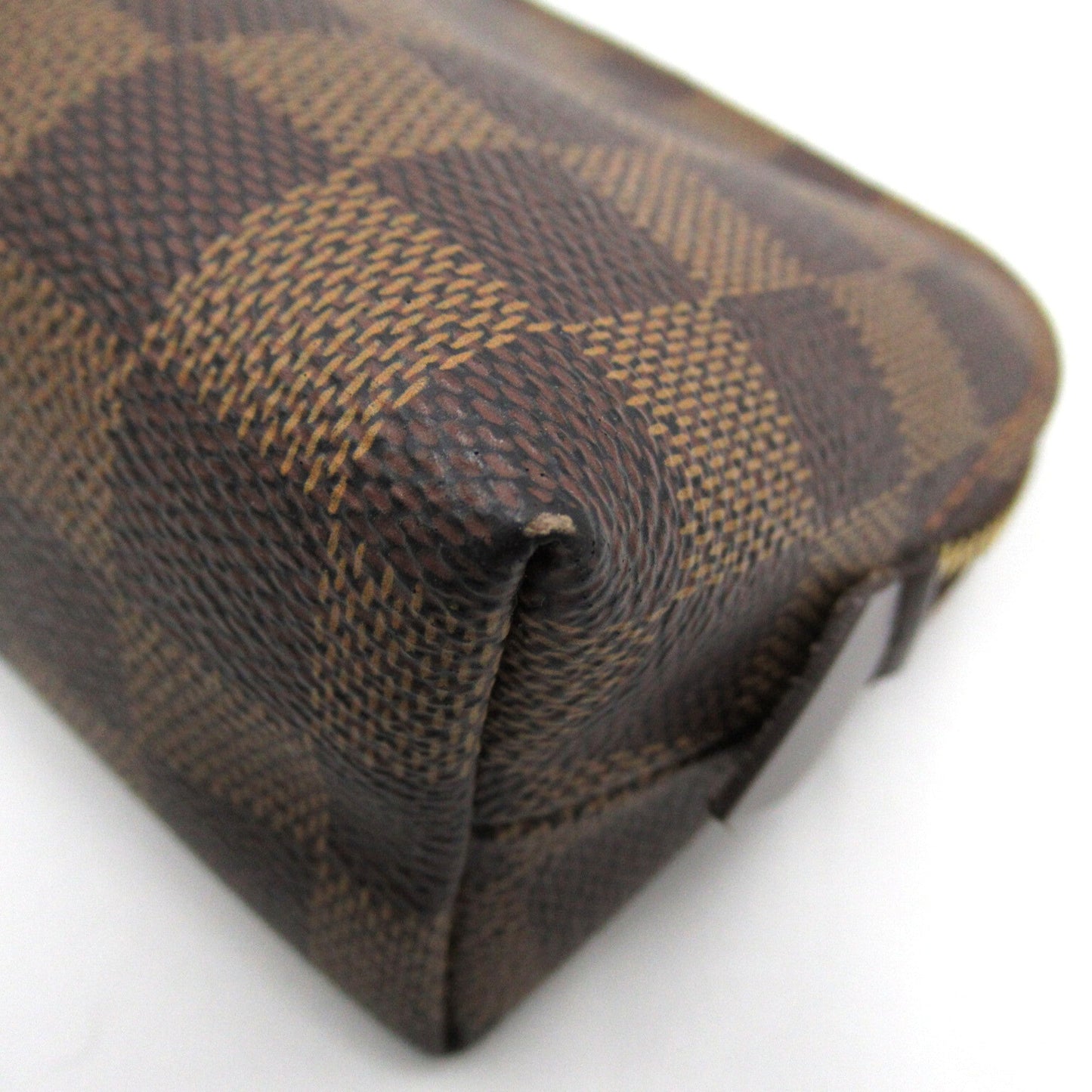 LOUIS VUITTON Pochette Cosmetic PM Brown Ebene Damier PVC coated canvas N47516