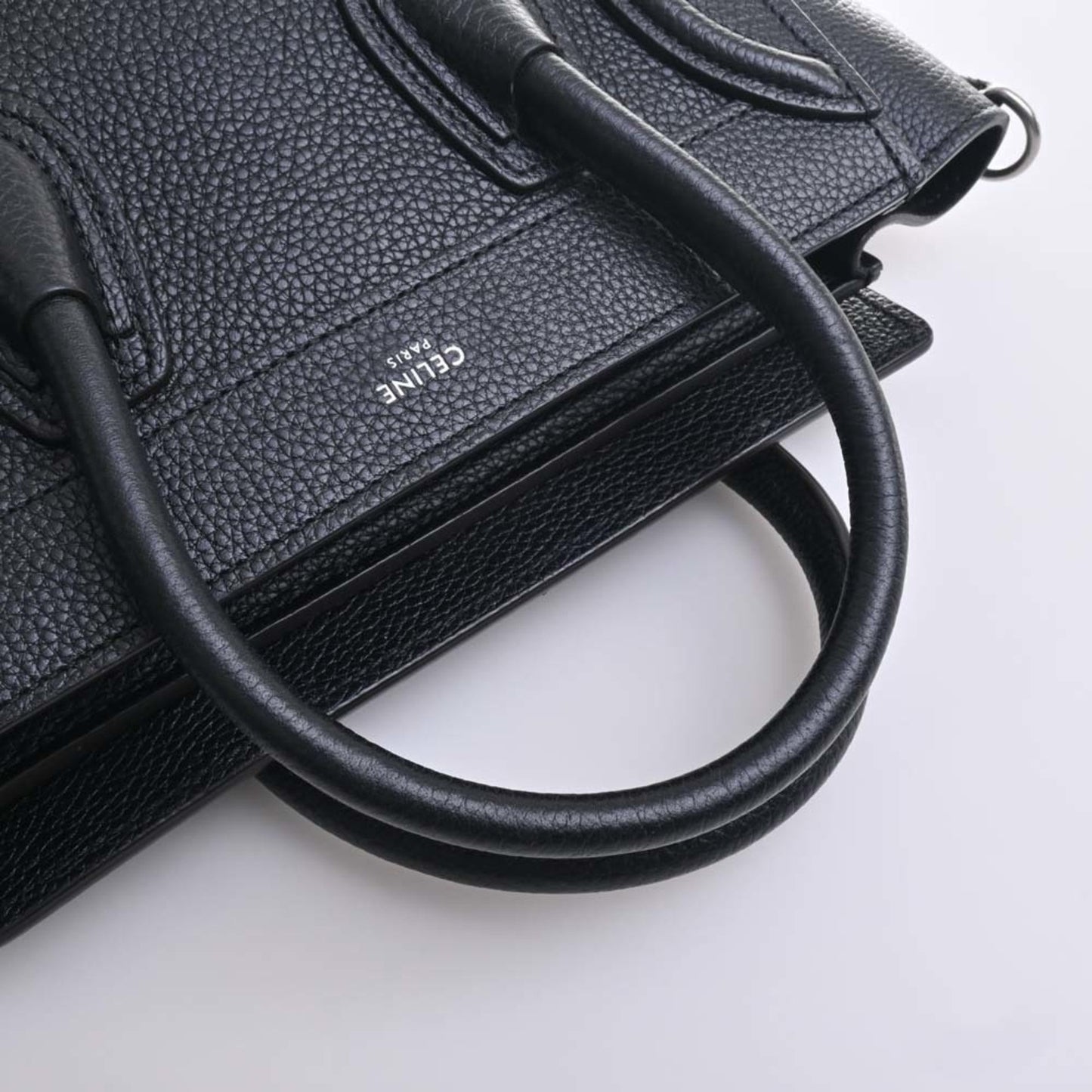 Celine Leather Luggage Nano Shopper Handbag Black Ladies