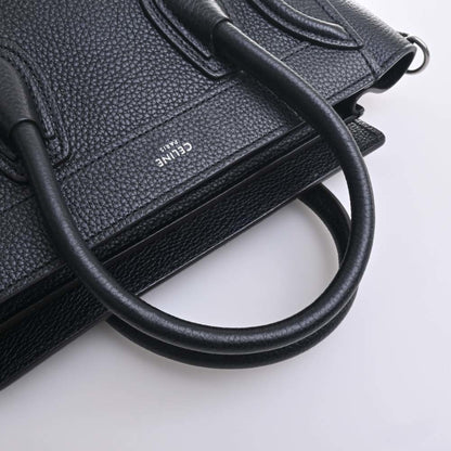 Celine Leather Luggage Nano Shopper Handbag Black Ladies