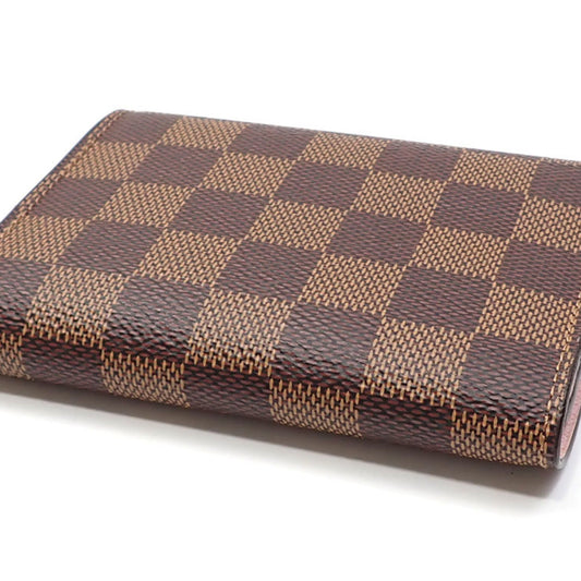 LOUIS VUITTON Trifold Wallet Damier Portefeuille Victorine Women's N61700 Ebene Rose Ballerine