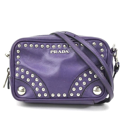 Prada Crossbody Shoulder Bag Leather Purple Ladies