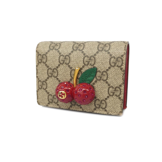 Gucci GG Supreme Cherry Bifold Wallet 476050 Wallet Red