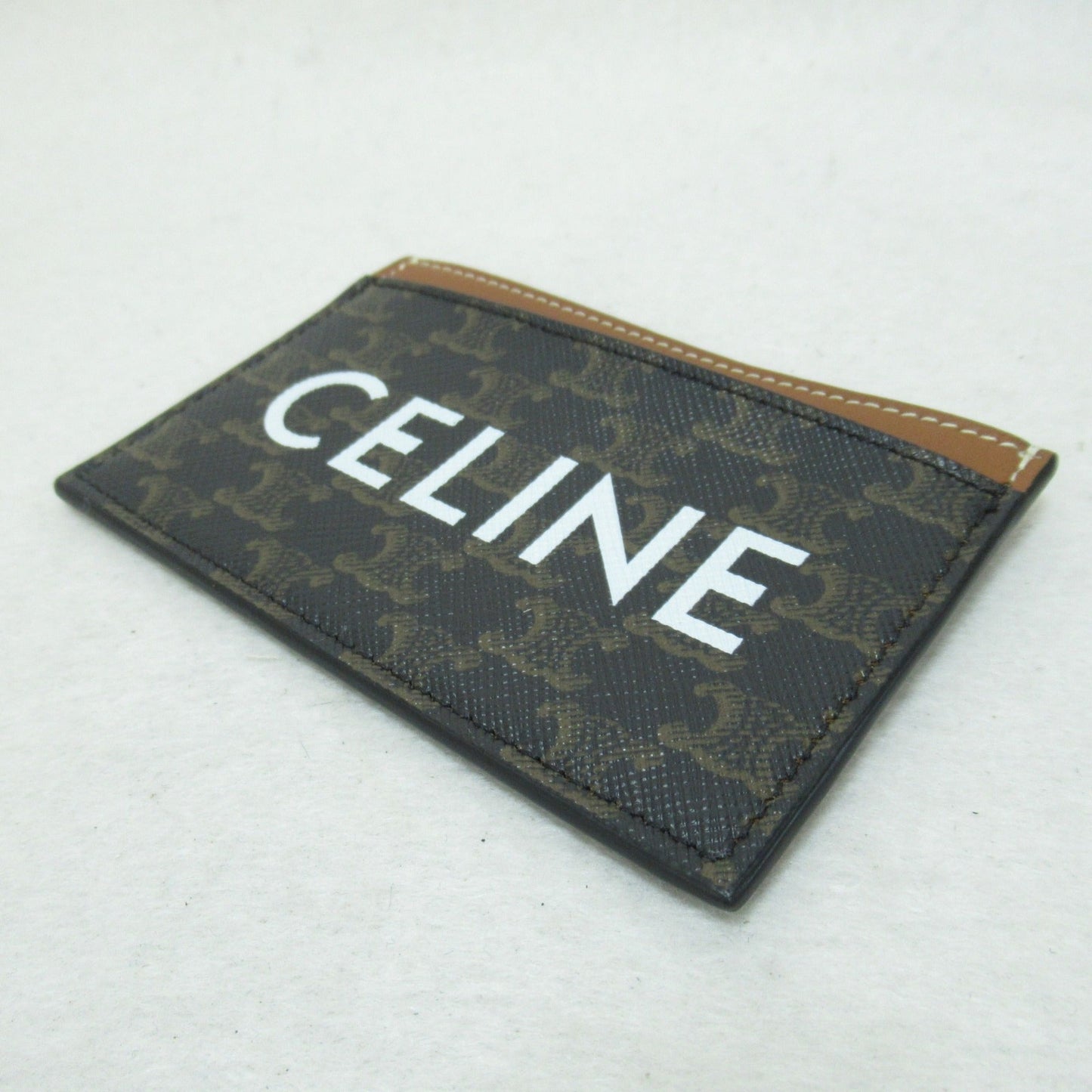Celine Card Case Brown dark brown /Camel leather PVC coated canvas