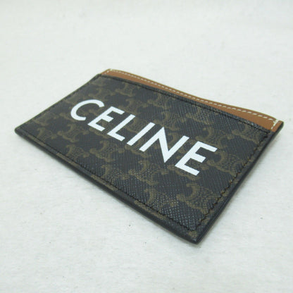 Celine Card Case Brown dark brown /Camel leather PVC coated canvas