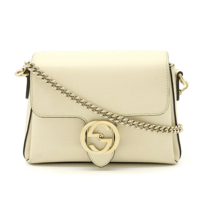 GUCCI Interlocking G Chain Shoulder Bag Clutch Ivory 607720