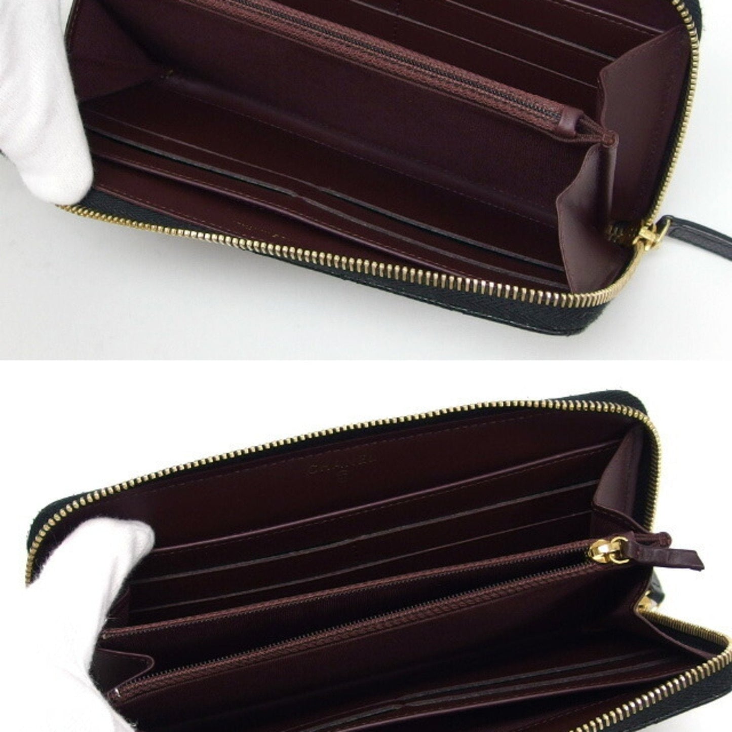 Chanel Matelasse round long wallet caviar skin
