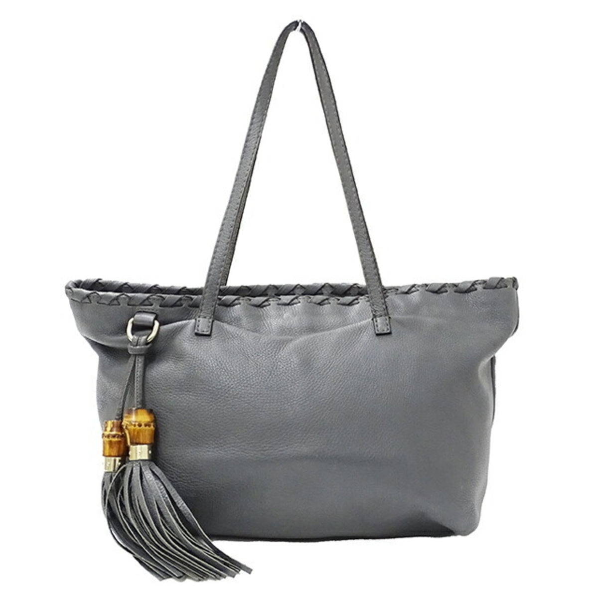 GUCCI Bag Ladies Bamboo Tote Leather Gray 354665