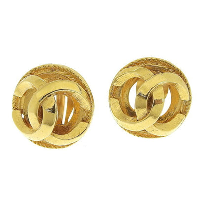 CHANEL Coco Mark Earrings Gold Metal