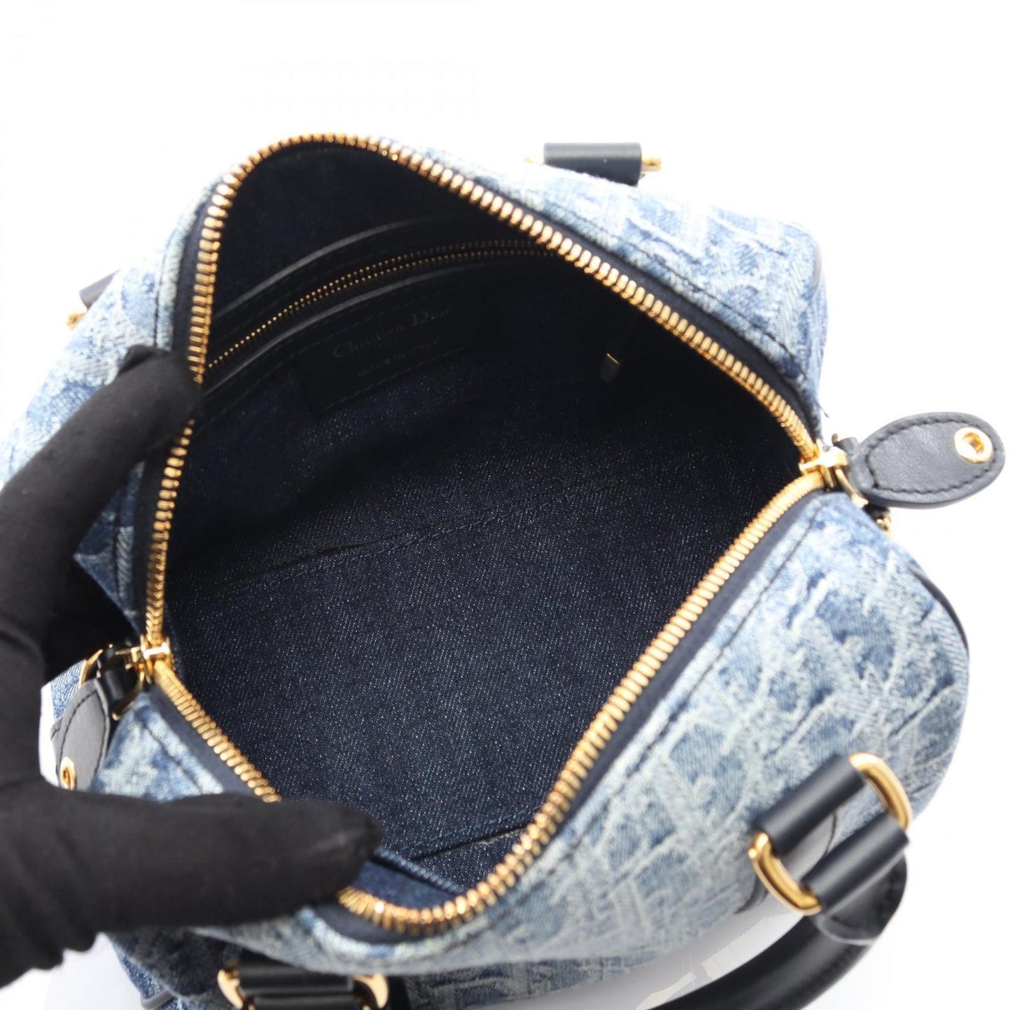 Christian Dior Navy Denim Leather Handbag ()