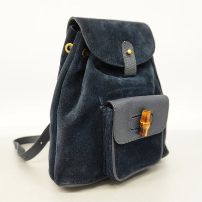 GUCCIAuth  Bamboo Rucksack 003 1956 0030 Women's Leather,Suede Backpack Navy