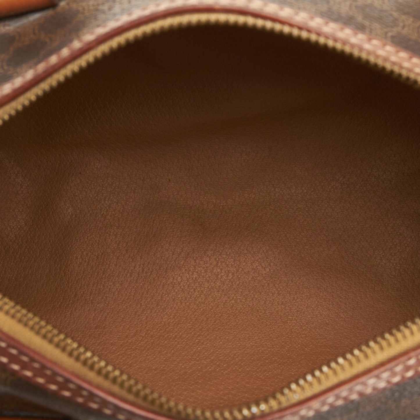 Celine Macadam Cylinder Handbag Boston Bag Brown PVC Leather Ladies