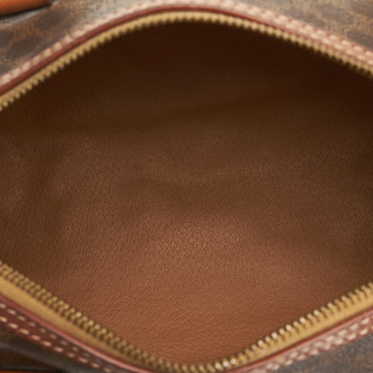 Celine Macadam Cylinder Handbag Boston Bag Brown PVC Leather Ladies
