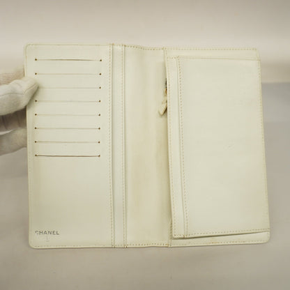 ChanelAuth  Matelasse Long Wallet Silver Metal Fittings Women's Lambskin Wallet