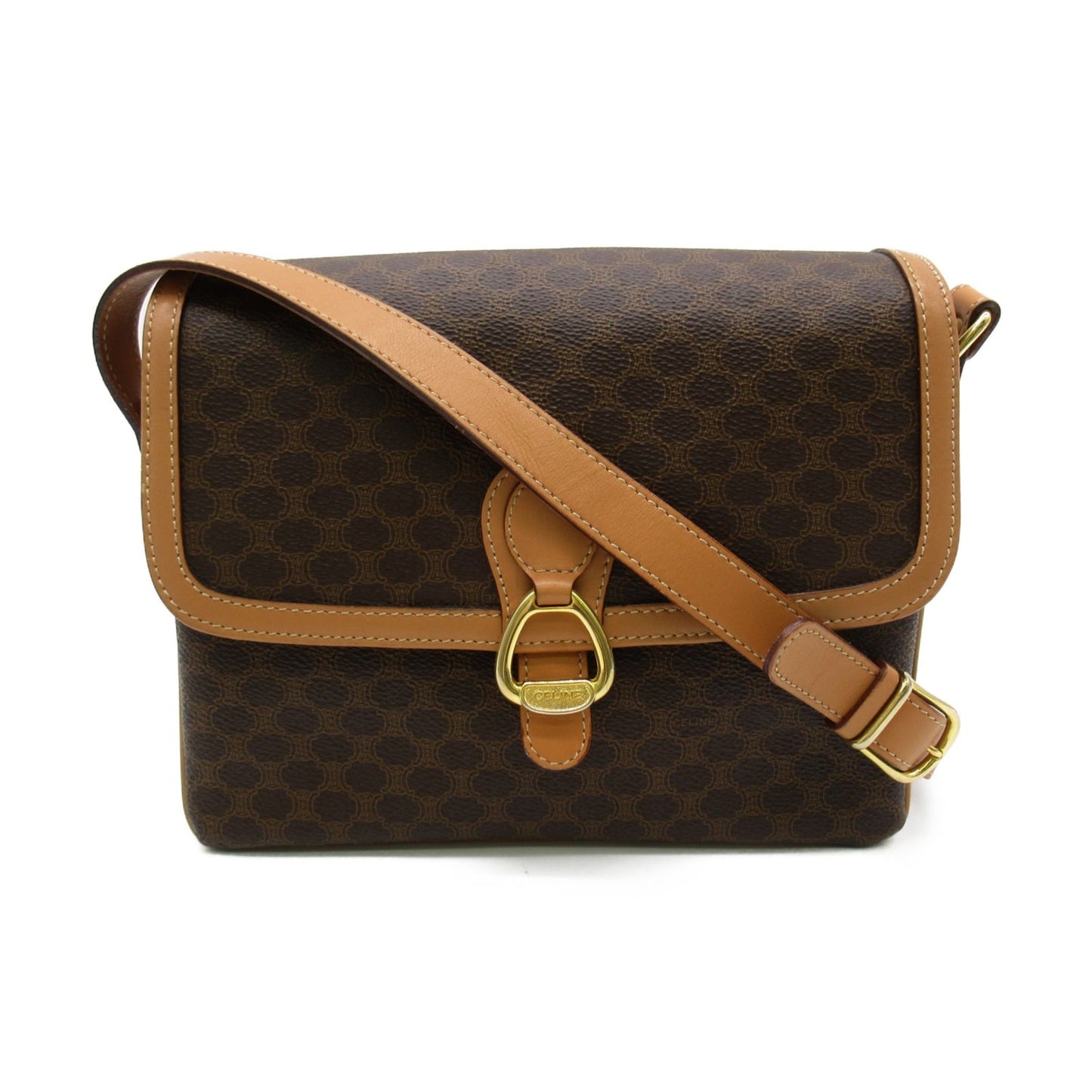 Celine Shoulder Bag Brown PVC coated canvas