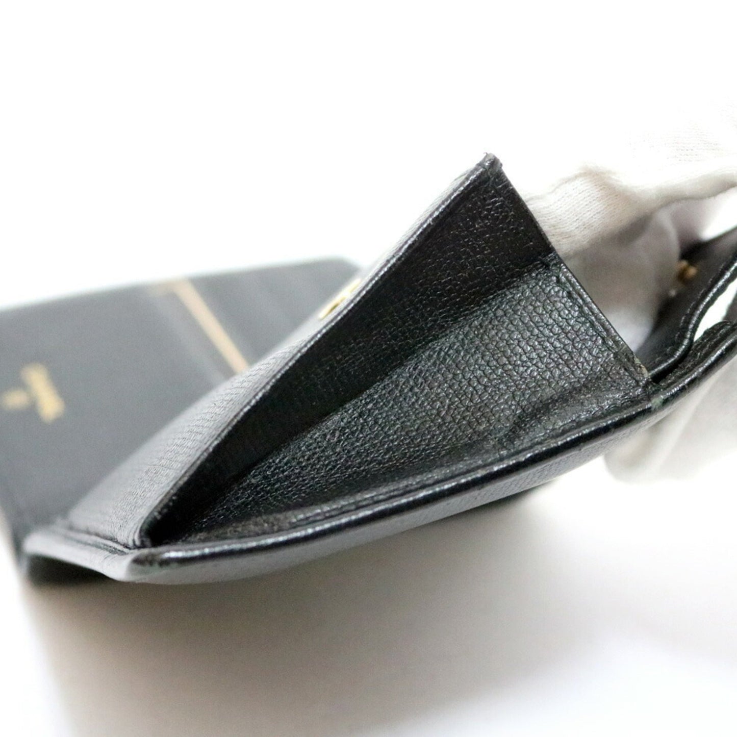CHANEL bi-fold wallet Coco Button Mark CC Leather Black Women's Men's