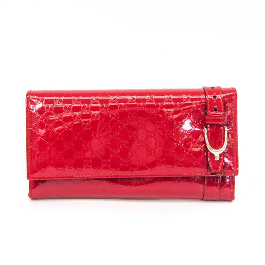 Gucci MicroGuccissima 309760 Women's Enamel Leather Long Wallet (bi-fold) Red Color