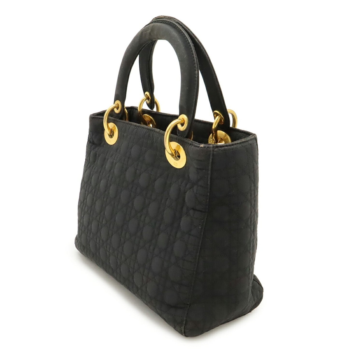 Christian Dior Lady Dior Black Nylon Handbag Tote Bag ()