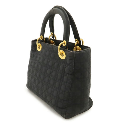 Christian Dior Lady Dior Black Nylon Handbag Tote Bag ()