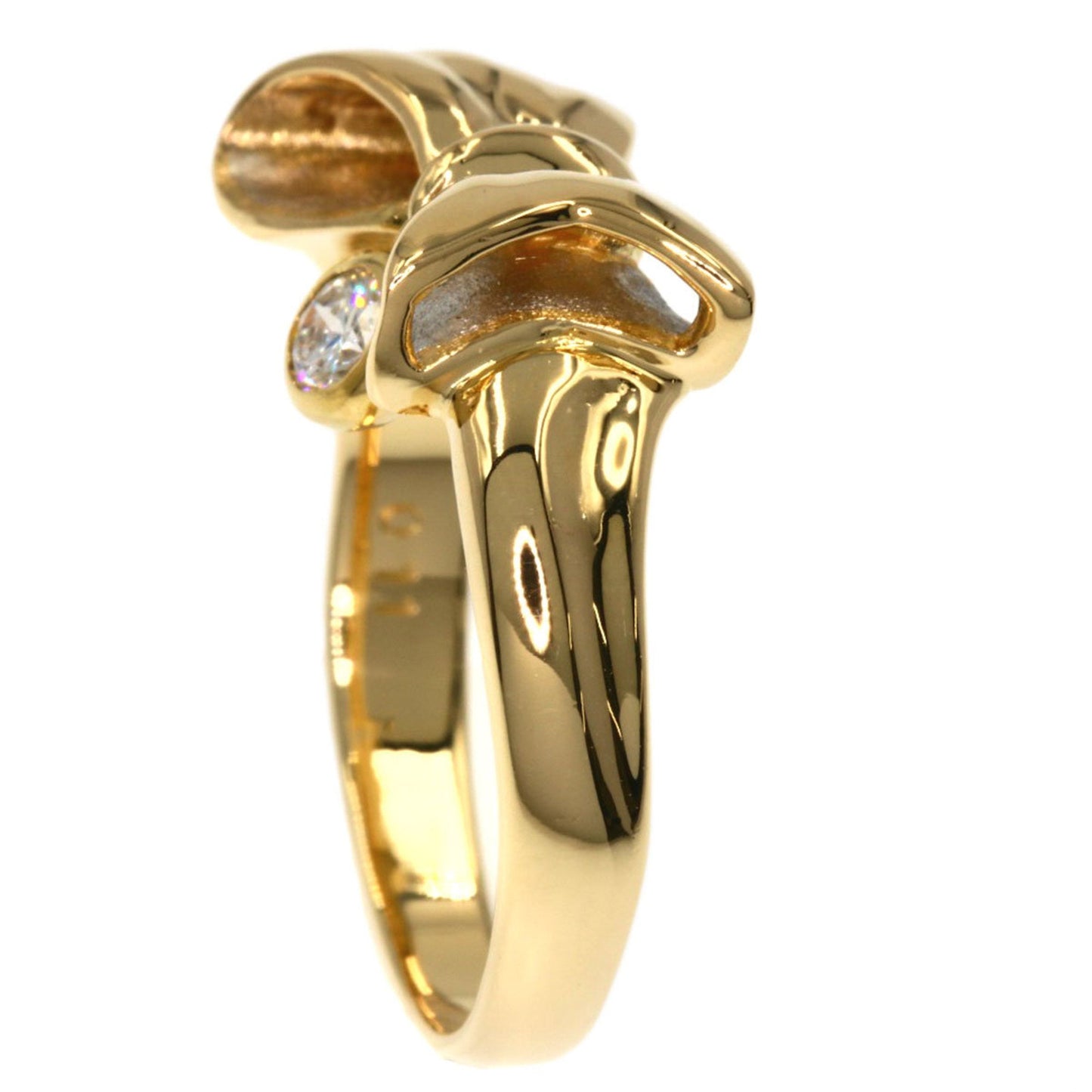 Celine Ribbon Motif Diamond Ring Platinum PT900 K18YG Ladies