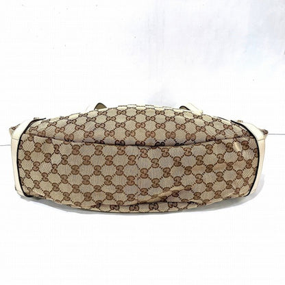 Gucci Beige Gg Canvas Leather Tote Bag