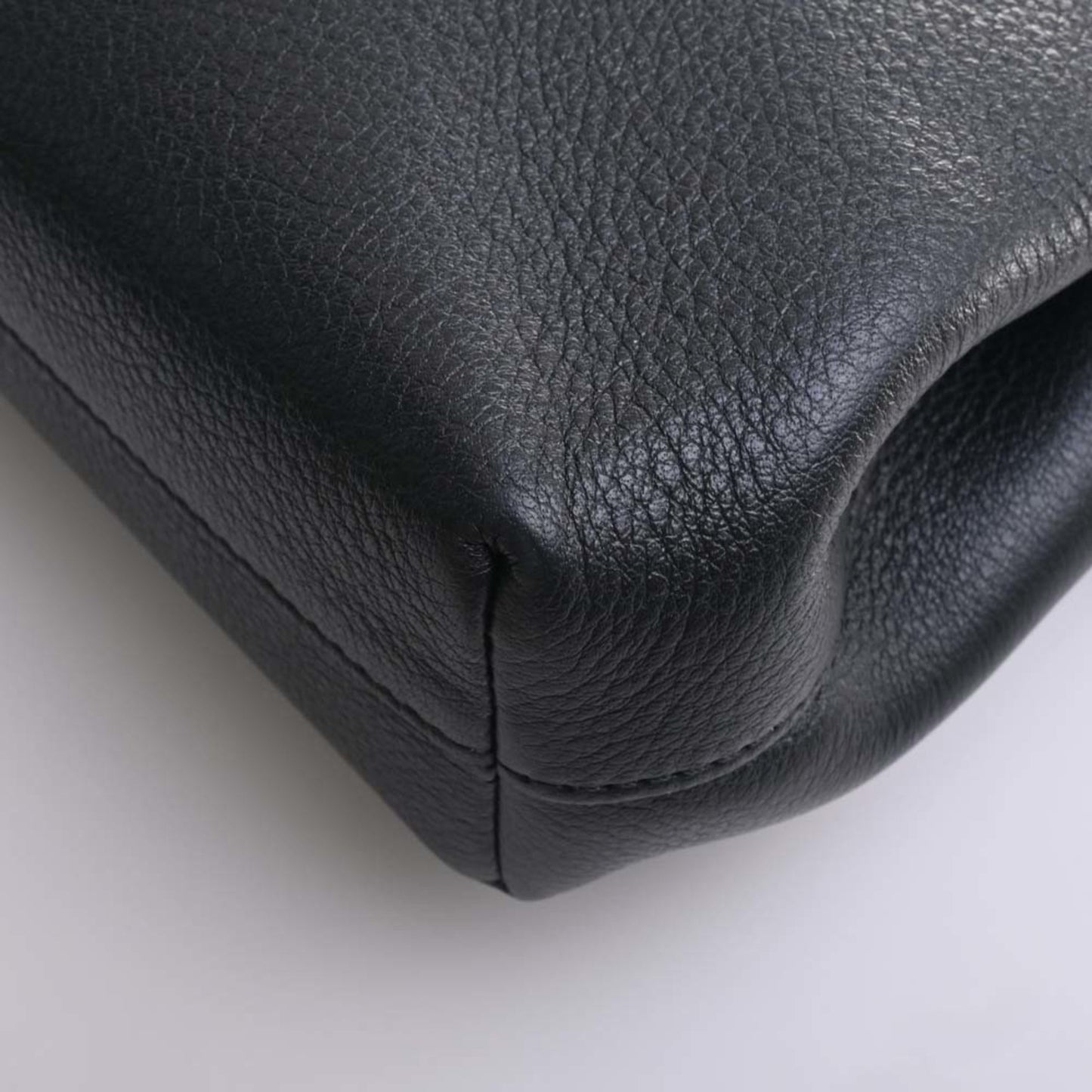 Celine Leather Medium Newspaper Triomphe Chain Shoulder Bag Black Women's
