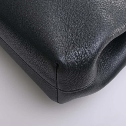 Celine Leather Medium Newspaper Triomphe Chain Shoulder Bag Black Women's