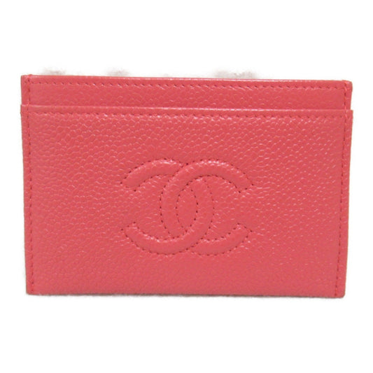 CHANEL Business Card Holder/Card Case Caviar Skin (Grained Calfskin) Women's Pink