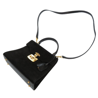 Gucci Lady Rock Suede Black Gold Hardware 000 110 0211 2WAY Handbag Bag 0057