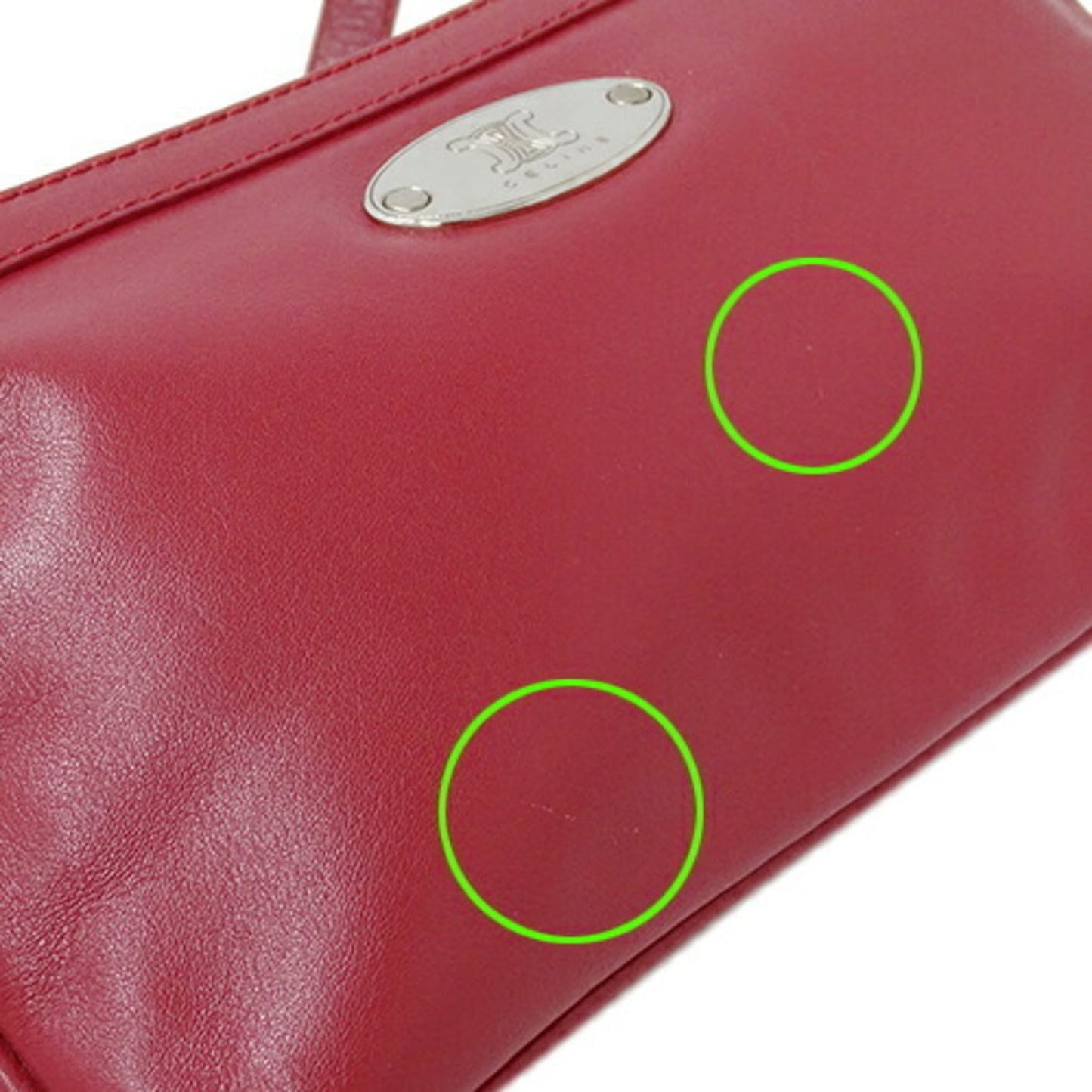 Celine bag ladies handbag hand pouch leather red micro