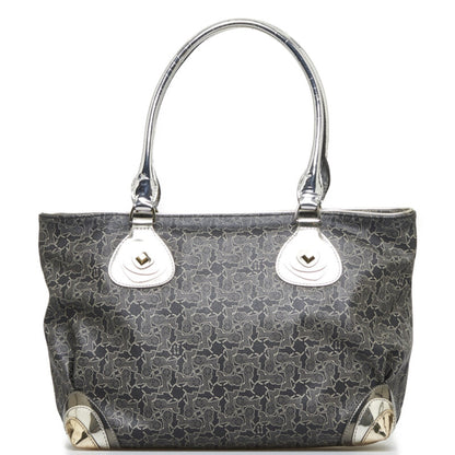 Celine carriage tote bag shoulder black silver PVC leather ladies
