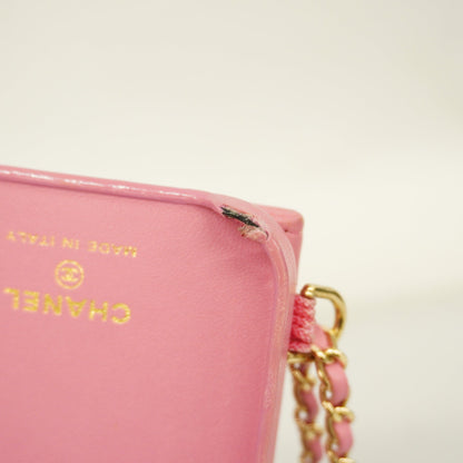 ChanelAuth  Matelasse Women's Bag Accessory Pink Smartphone case chain shoulder
