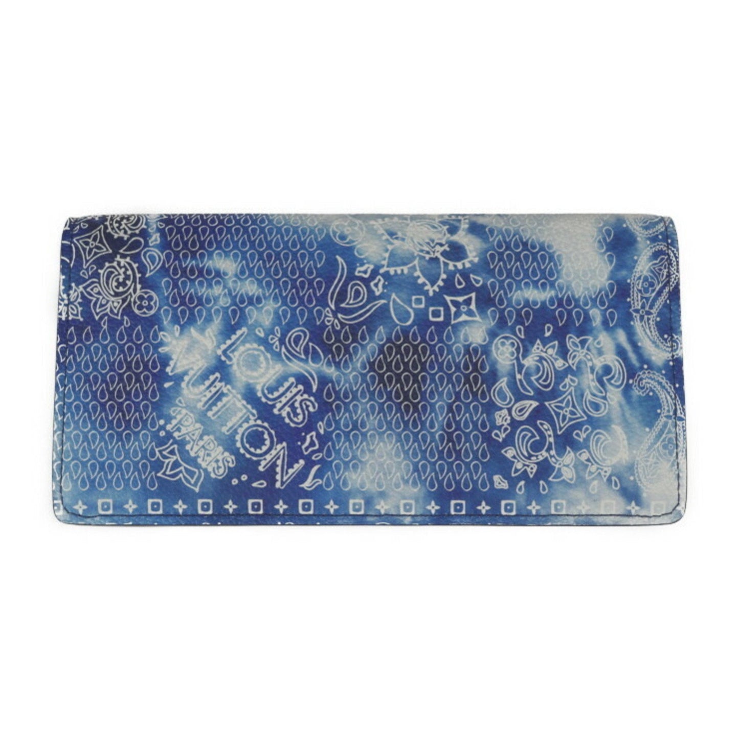 LOUIS VUITTON Portefeuille Brother Monogram Bandana Bifold Wallet M81405 Leather Blue White Long