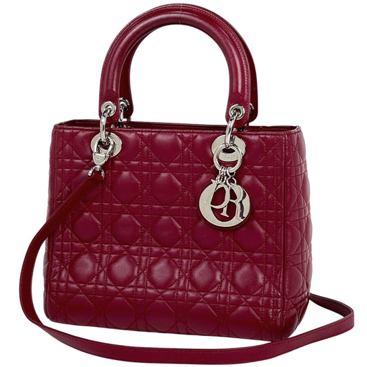 Christian Dior Red Color Leather Handbag Shoulder Bag ()