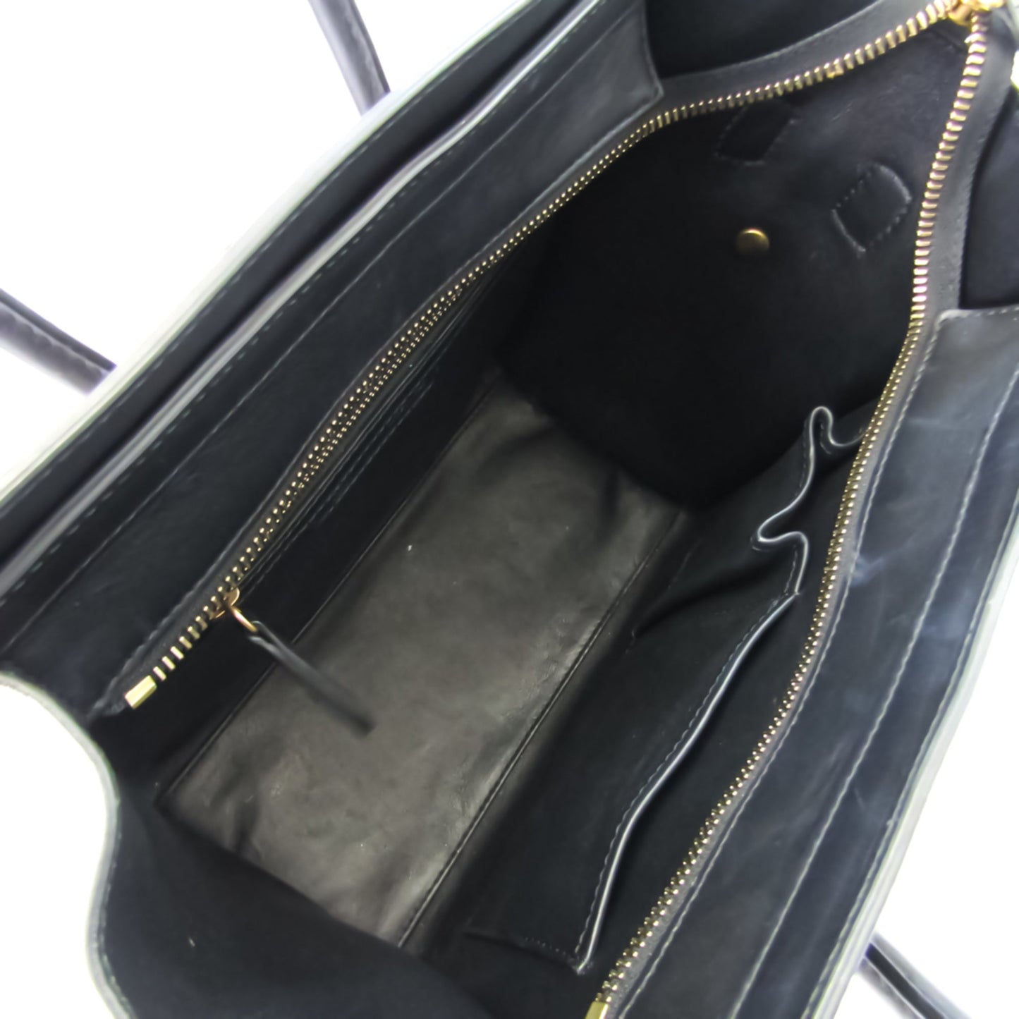 Celine Luggage Micro Shopper 167793 Women's Leather Handbag Black,Off-white,Yellow