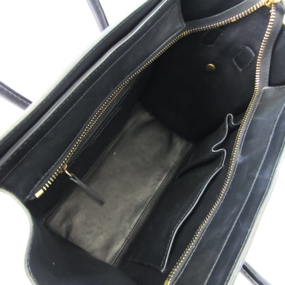 Celine Luggage Micro Shopper 167793 Women's Leather Handbag Black,Off-white,Yellow